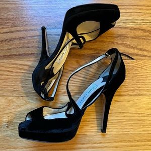 Jimmy Choo black velour platform heels size 37